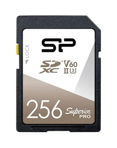 Карта памяти SDXC UHS-II U3 Superior 256 ГБ, 280 МБ/с, Class 10, SP256GBSDXJV6V10, 1 шт., без адаптера Silicon power