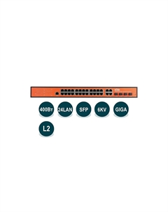 Коммутатор WI-PMS328GF, управляемый, кол-во портов: 24x1 Гбит/с, combo RJ-45/SFP 4x1 Гбит/с, PoE: 24x30Вт (макс. 400Вт) Wi-tek