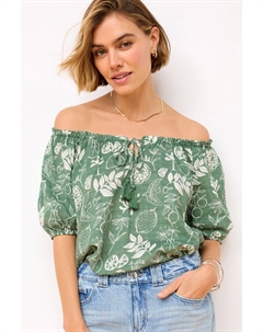 Блуза-Бардо с короткими рукавами и завязками на шее, зеленый Next