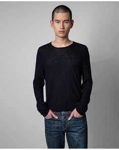 Мужской синий кашемировый теннисный свитер с круглым вырезом, темно-синий Zadig&voltaire