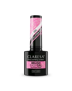 Гель-лак для ногтей с блестками розового цвета, 5 г Brush easy gel, цвет glitter pink Claresa nails