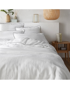 Пододеяльник из 100 стираного льна Leone белый Laredoute