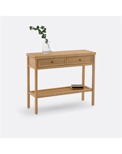 Консоль с двойной столешницей из массива сосны и плетения Gabin бежевый Laredoute