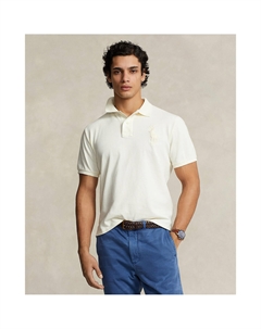 Футболка поло прямого покроя из трикотажа пике бежевый Polo ralph lauren