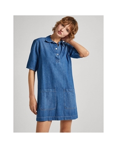 Платье поло из джинсовой ткани синий Laredoute