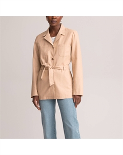 Жакет-сафари прямого покроя смешанный лен бежевый Laredoute