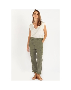 Брюки-милитари асимметричная застежка зеленый Laredoute