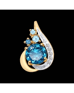 Подвеска из золота с голубыми и синими топазами и фианитами Sokolov