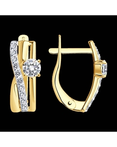 Серьги из желтого золота с фианитами Sokolov