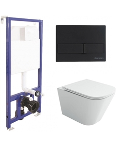 Комплект унитаза Union CN4009T с инсталляцией Berges Novum L5 040215 с сиденьем Микролифт и Черной матовой клавишей смыва Ceramica nova