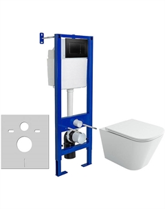 Комплект унитаза Union CN4009T с инсталляцией Berges Atom 410 040332 с сиденьем Микролифт и Черной матовой клавишей смыва Ceramica nova