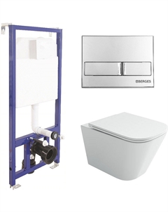 Комплект унитаза Union CN4009T с инсталляцией Berges Novum L3 040213 с сиденьем Микролифт и клавишей смыва Хром Ceramica nova