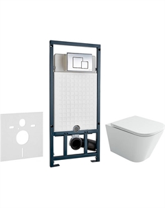 Комплект унитаза Union CN4009T с сиденьем Микролифт и инсталляцией WeltWasser WW Marberg 507 10000005949+10000005953 с клавишей смыва Хром глянцевый Ceramica nova