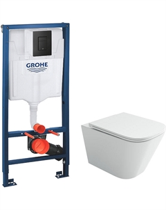 Комплект унитаза Union CN4009T с инсталляцией Grohe Rapid SL 38811KF0 с сиденьем Микролифт и Черной матовой клавишей смыва Ceramica nova