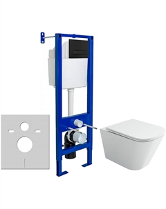 Комплект унитаза Union CN4009T с инсталляцией Berges Atom 410 040340 с сиденьем Микролифт и Черной матовой клавишей смыва Ceramica nova