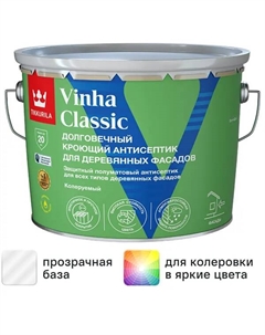 Антисептик кроющий Vinha Classic VC полуматовый прозрачный 9 л Tikkurila