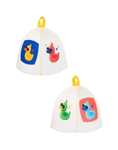 Шапка банная Уточка войлок с принтом белая Eva
