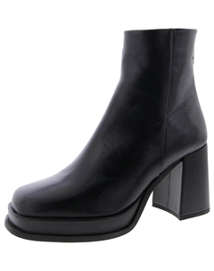 Женские кожаные ботильоны Maxxy на блочном каблуке, черный Steve madden