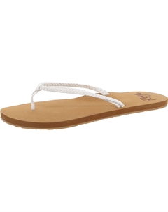 Женские шлепанцы Costas Flat Round Toe, светло-коричневый/белый Roxy