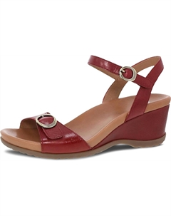 Женские босоножки на танкетке Arielle красного цвета Dansko