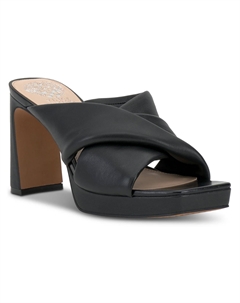 Женские кожаные мюли Elmindi на блочном каблуке, черный Vince camuto