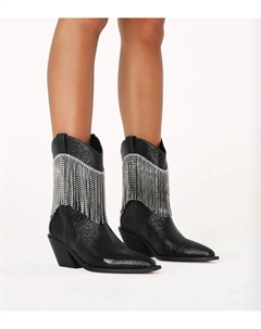 Женские ботинки Elton черного цвета с мятыми стразами Billini