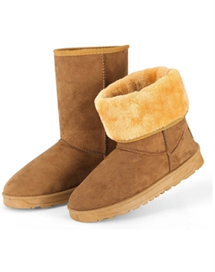 Женские зимние сапоги, водонепроницаемые сапоги из искусственной замши до середины голени, меховая теплая подкладка, цвет chestnut Global bazaar