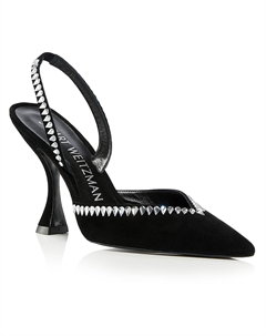 Туфли-лодочки Xcurve 100 женские с острым носком и кристаллами, черный Stuart weitzman