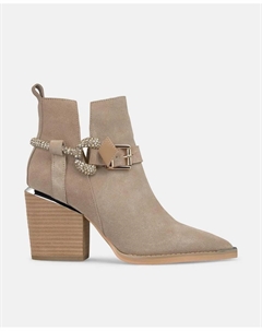 Женские ботильоны на каблуке с острым носком и пряжкой, покрытой стразами, бежевый Alma en pena.