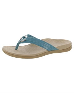 Женские сандалии Aloe с плоскими вставками и поддержкой свода стопы, цвет lake blue crinkle patent Vionic