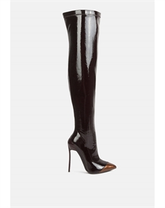Высокие лакированные сапоги на каблуке, темно-коричневый London rag