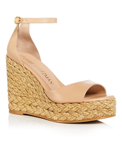 Женские кожаные босоножки на танкетке с ремешком на щиколотке, цвет adobe Stuart weitzman