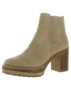 Поиск Женские замшевые ботильоны на блочном каблуке, цвет sand suede Steve madden