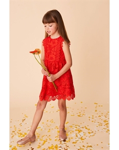 Платье с баской и кружевными вставками, красный Next