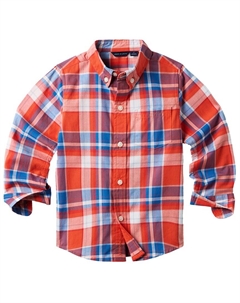 Рубашка в клетку «Мадрас» от, красный Janie and jack