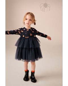 Платье для вечеринки с длинными рукавами и принтом на Хэллоуин (3 мес 7 лет), серый Next