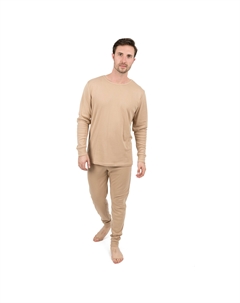 Мужская пижама из двух частей из хлопка, нейтральный однотонный цвет, бежевый Leveret