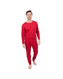 Мужская пижама из двух частей из хлопка, классическая, однотонная, красный Leveret