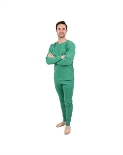 Мужская пижама из двух частей из хлопка, классическая, однотонная, зеленый Leveret