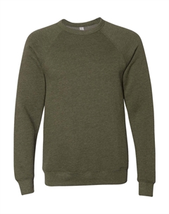 Толстовка из флисовой губки с круглым вырезом и рукавами реглан, цвет heather olive Bella+canvas