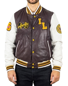 Куртка-бомбер из натуральной кожи, бейсбольное пальто Letterman, цвет burgundy Truclothing