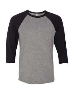Бейсбольная футболка с рукавом три четверти, цвет deep heather/ black Bella+canvas