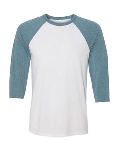 Бейсбольная футболка с рукавом три четверти, белый/джинсовый Bella+canvas