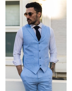 Летний костюм жилет брюки свадьба, синий Truclothing