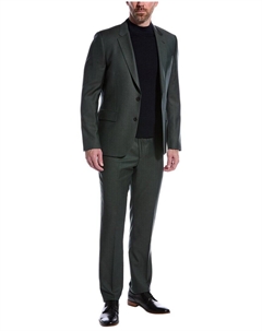 2-х предметный шерстяной костюм, приталенный по фигуре, зеленый Paul smith