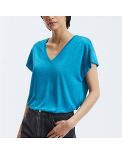 Футболка струящаяся с V-образным вырезом синий Laredoute