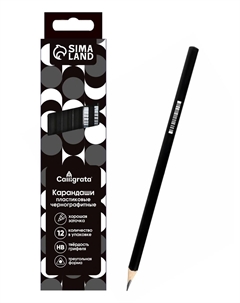 Набор карандашей чернографитных 12 штук, classic, заточенные, пластик, трехгранные, черные Calligrata