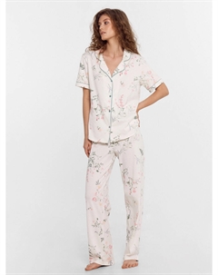 Комплект домашний женский бежевый с цветочным принтом Mark formelle