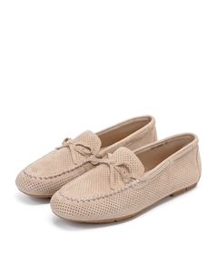 Бежевые мокасины из натурального велюра Respect