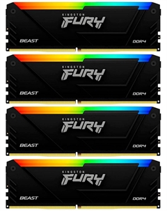 Оперативная память Kingston DDR4 64Gb (4x16Gb) 3200MHz FURY Beast RGB (KF432C16BB12AK4/64)